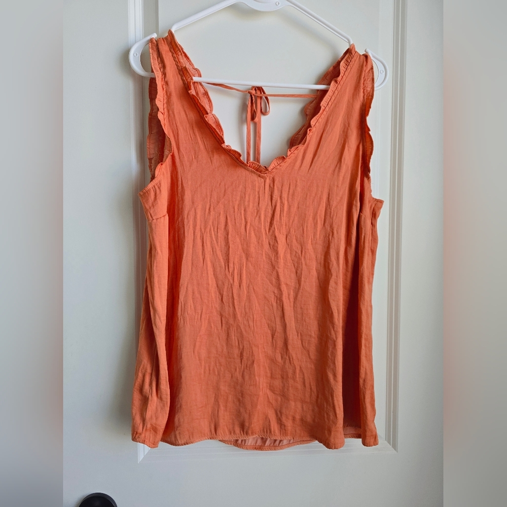 LC Lauren Conrad Orange Ruffle Tank Top